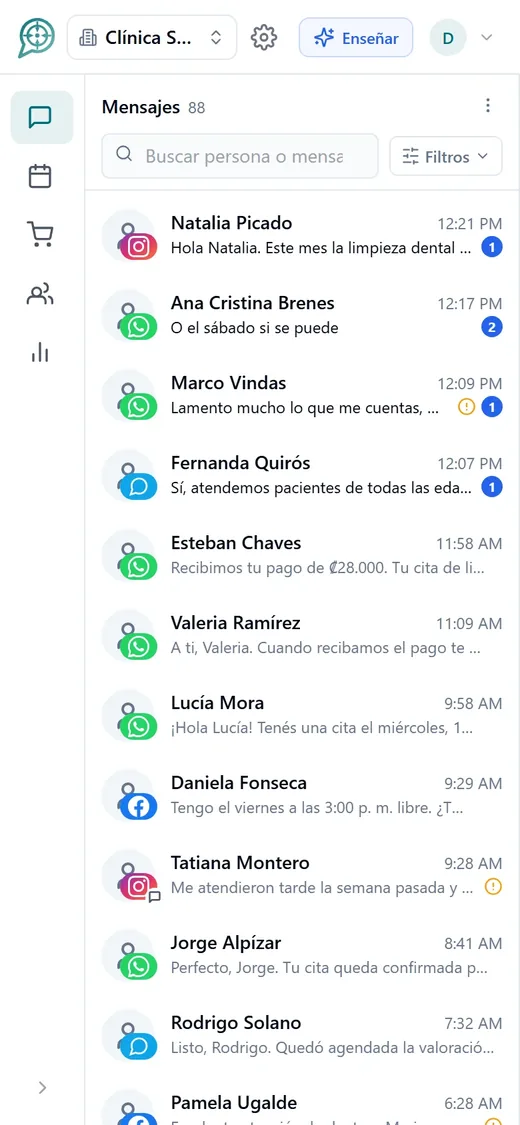 Bandeja de Central de Mensajes en el celular